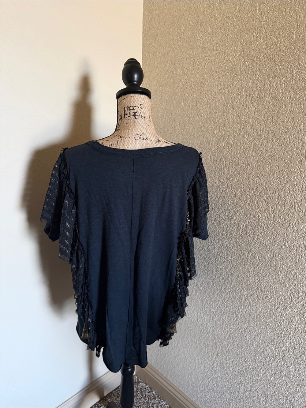 Pilcro Black Tee with Metallic Gold Butterfly - Picture 3 of 3